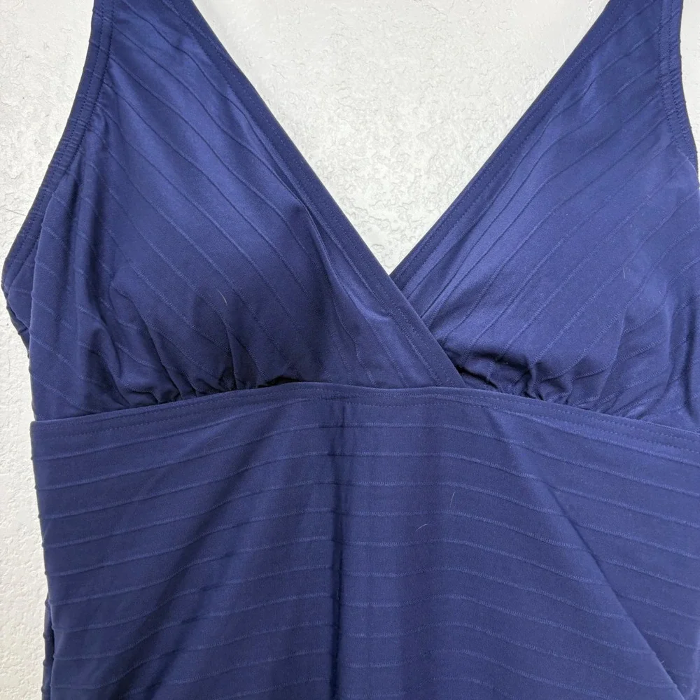 Lands' End Women's Navy One Piece Swimsuit Tummy Control UPF 50 Size L NWT